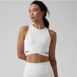 Athleta Conscious Cut Out Crop Top Crossover Sports Bra A-C Cup White